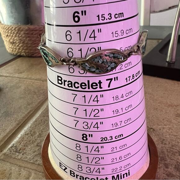 Taxco Mexico 925 Sterling Silver Turquoise inlay Bracelet - Picture 6 of 8